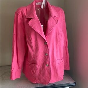 Vibrant Pink Tailored Blazer with Notched Lapels